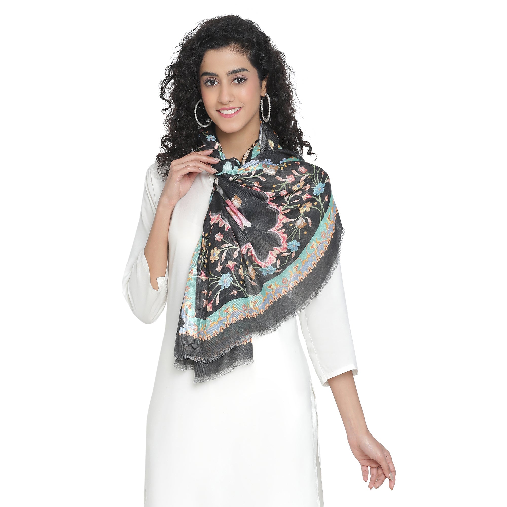 Raahi: Bliss Silk Modal Botanic Whispers Printed Stole