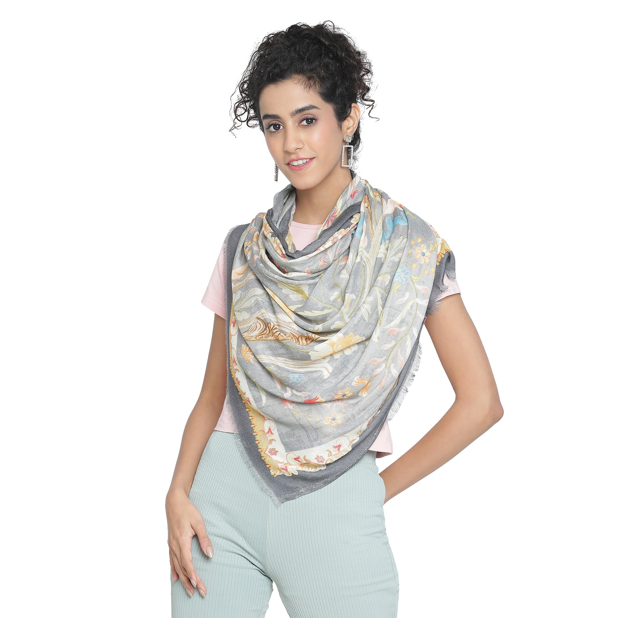 Raahi: Bliss Silk Modal Botanic Whispers Printed Stole