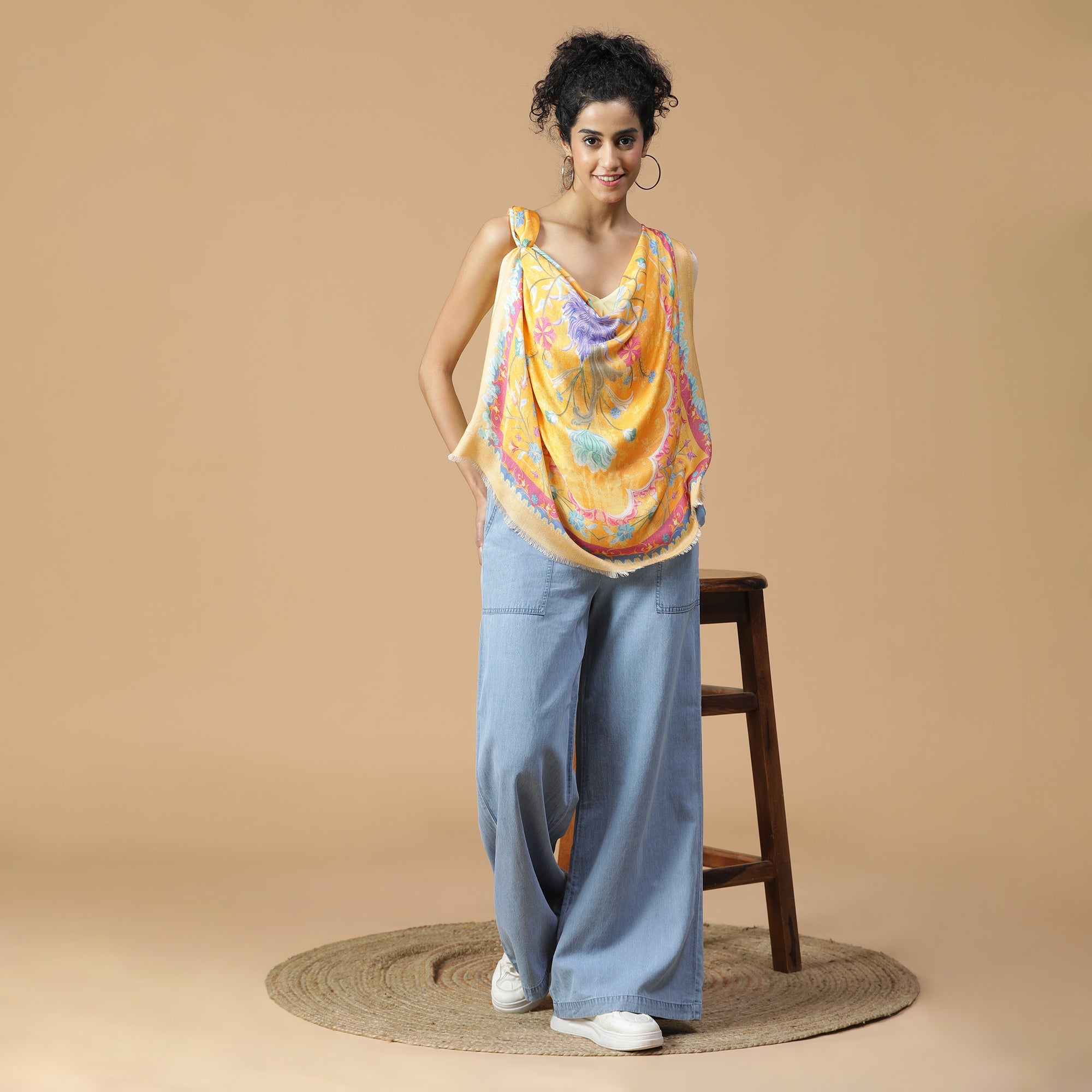 Raahi: Bliss Silk Modal Botanic Whispers Printed Stole