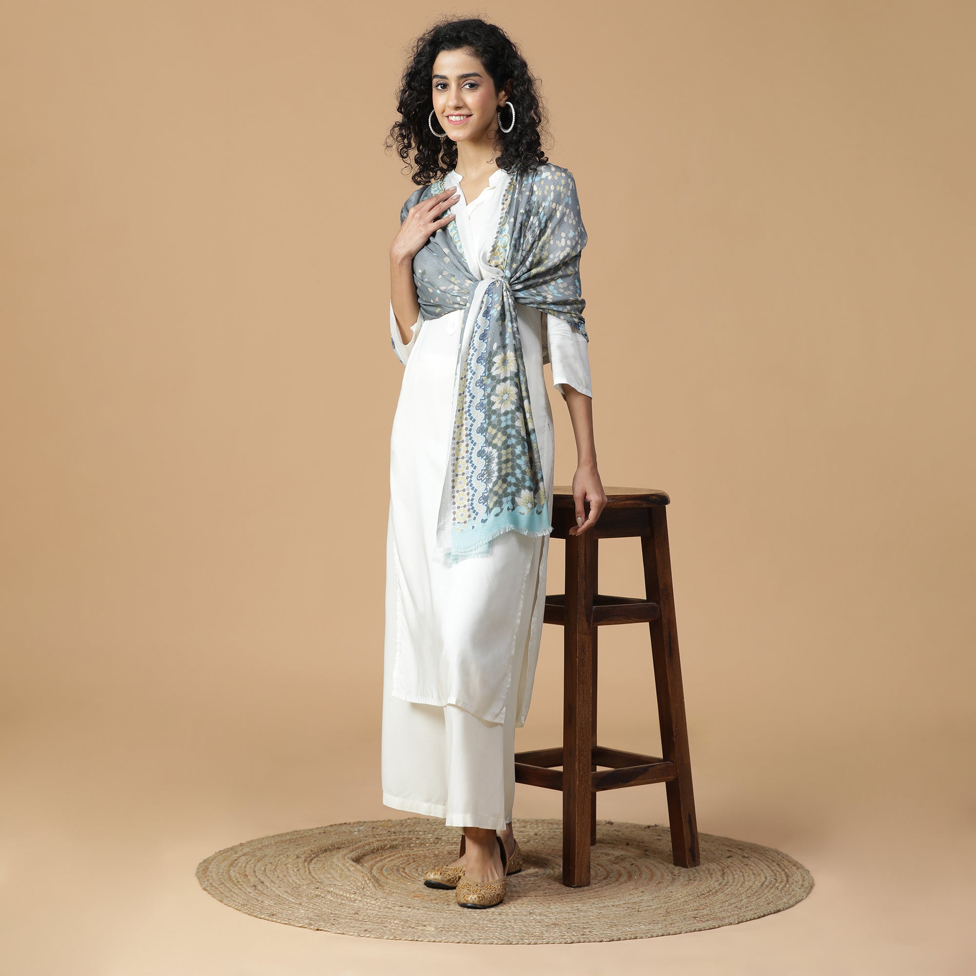 Gulzar: Silk Modal Dahlia Delight Printed Stole