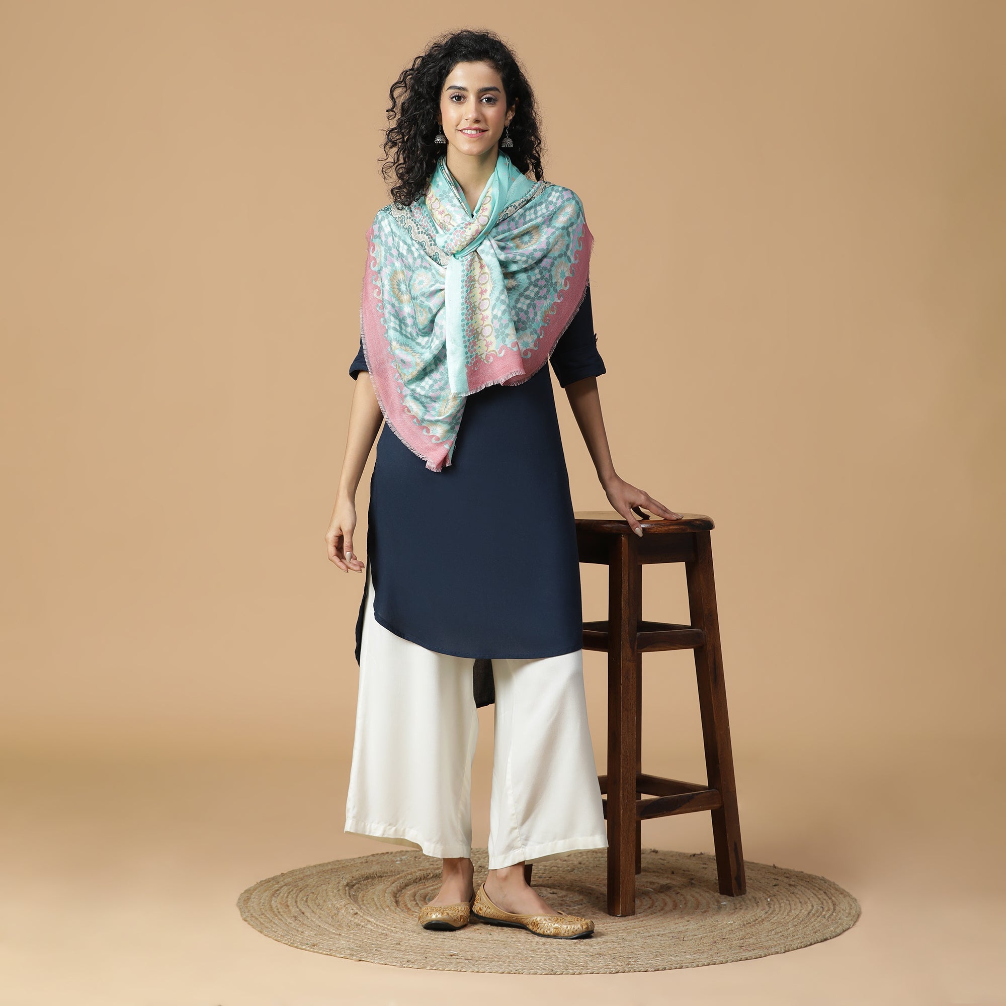 Gulzar: Silk Modal Dahlia Delight Printed Stole