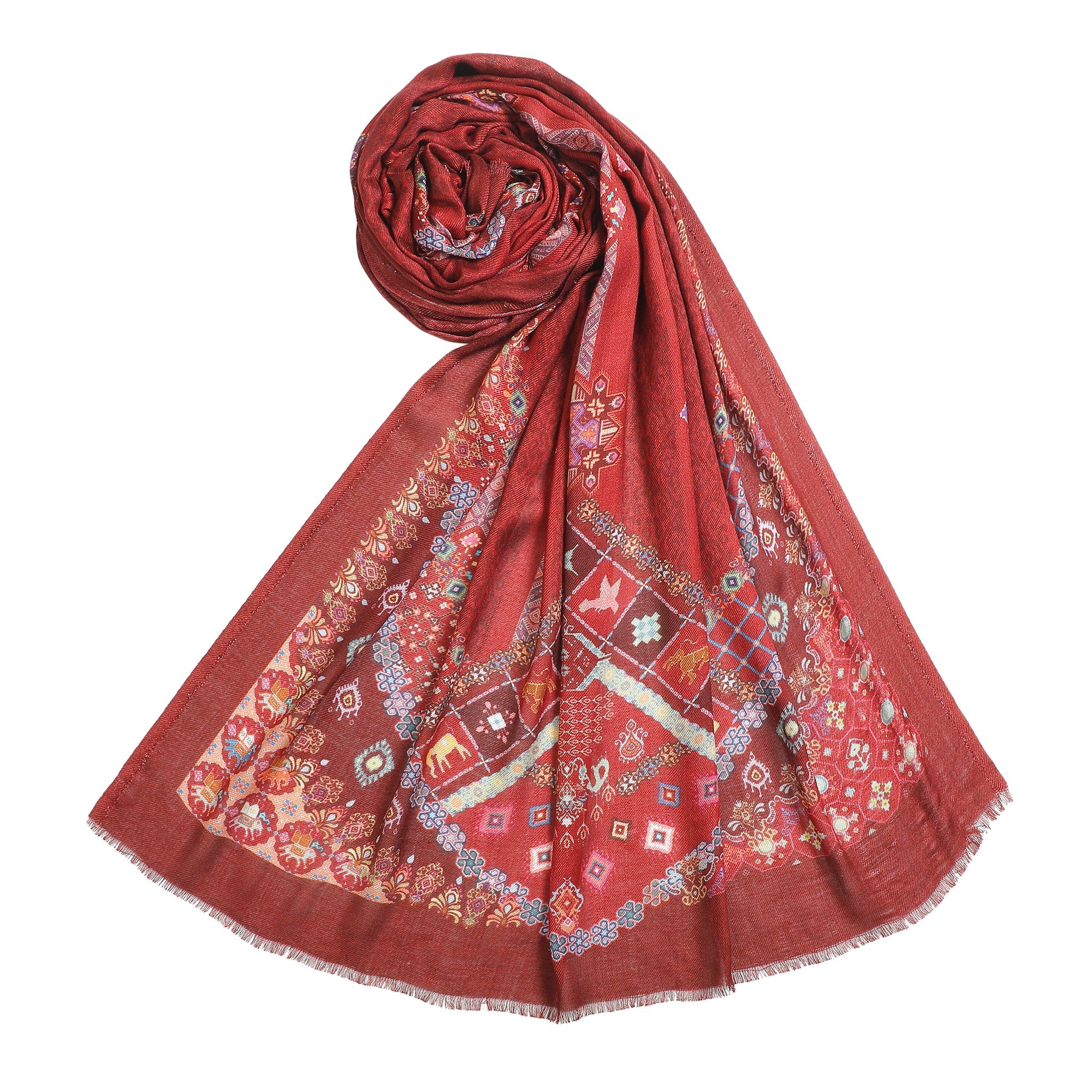 Gulshan: Silk Modal Floral Henna Printed Stole