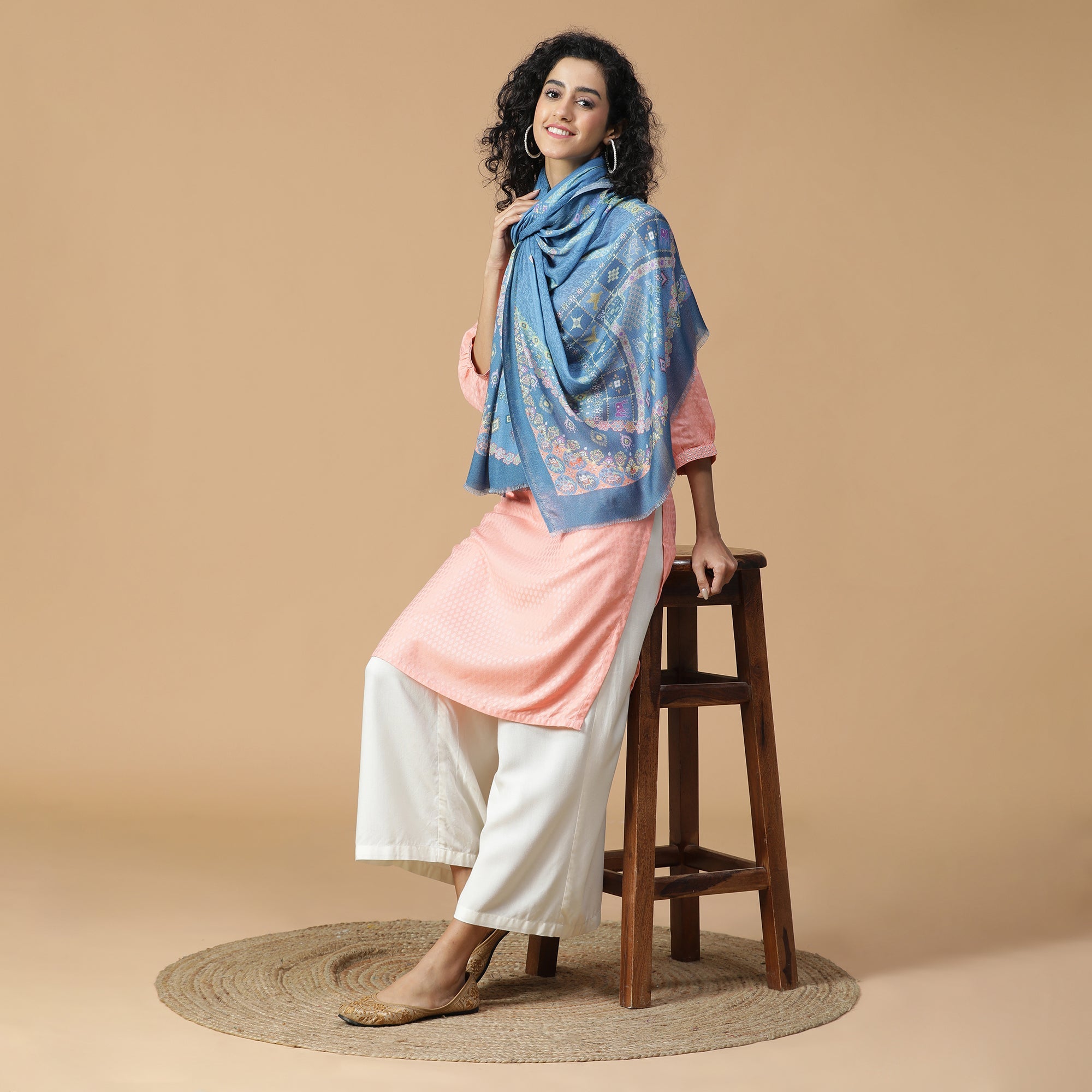 Gulshan: Silk Modal Floral Henna Printed Stole