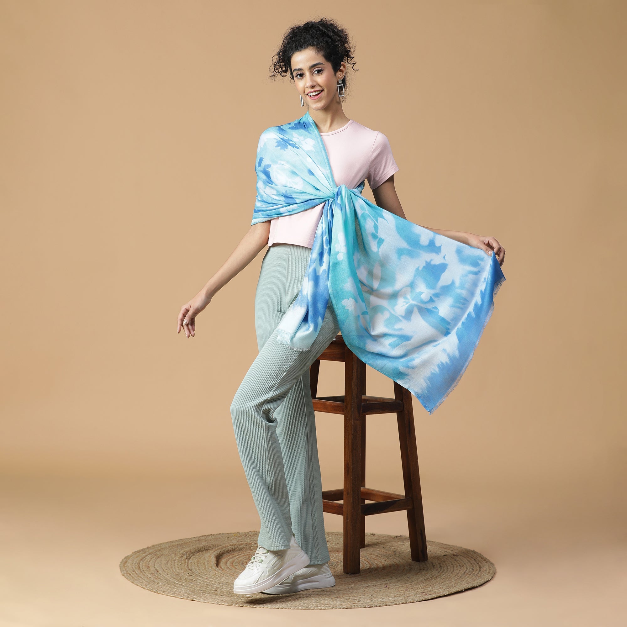 Rooh: Silk Modal Water Lily Printed Stole