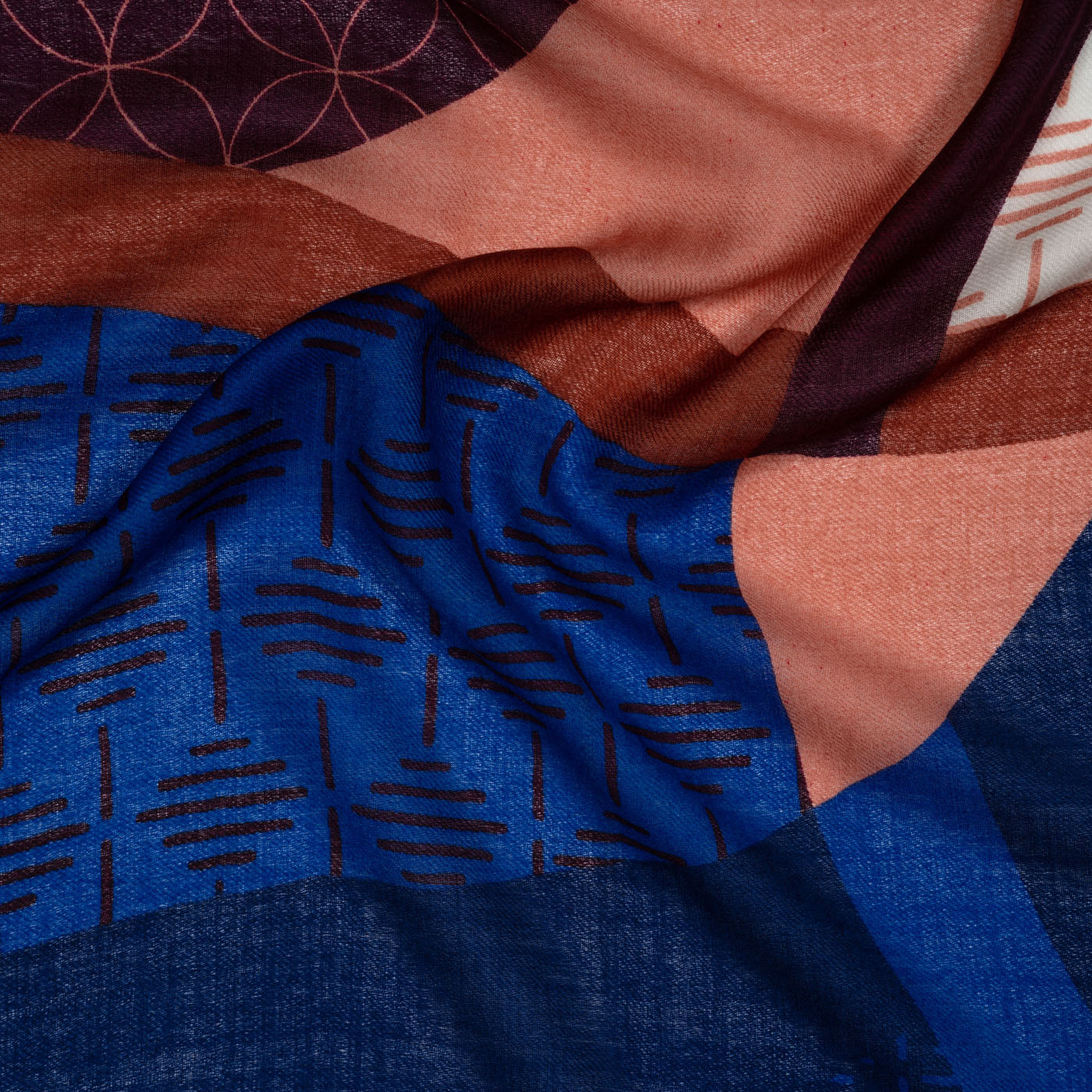Rio Printed Navy Wool Stole