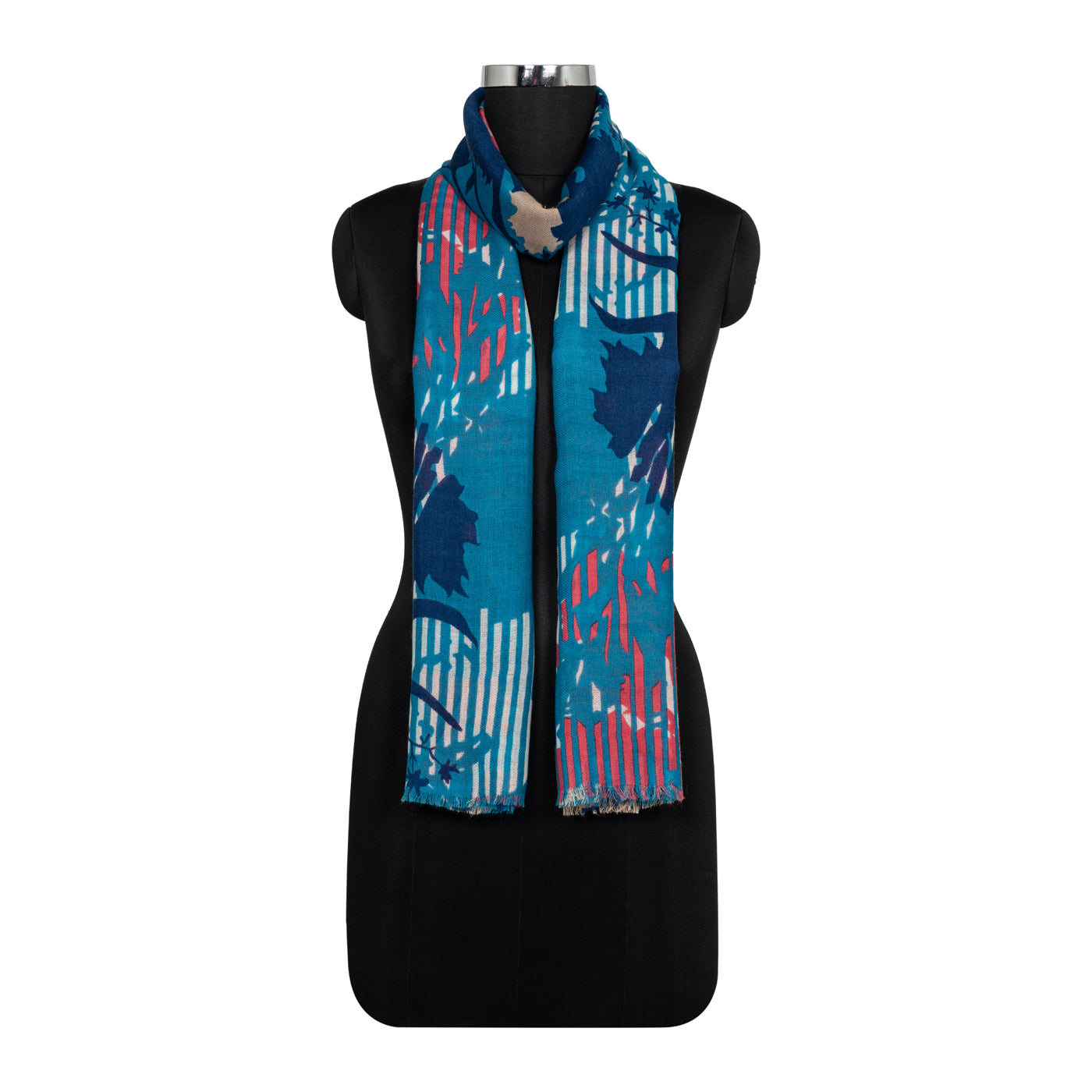 Kashida Blue Printed Wool Stole