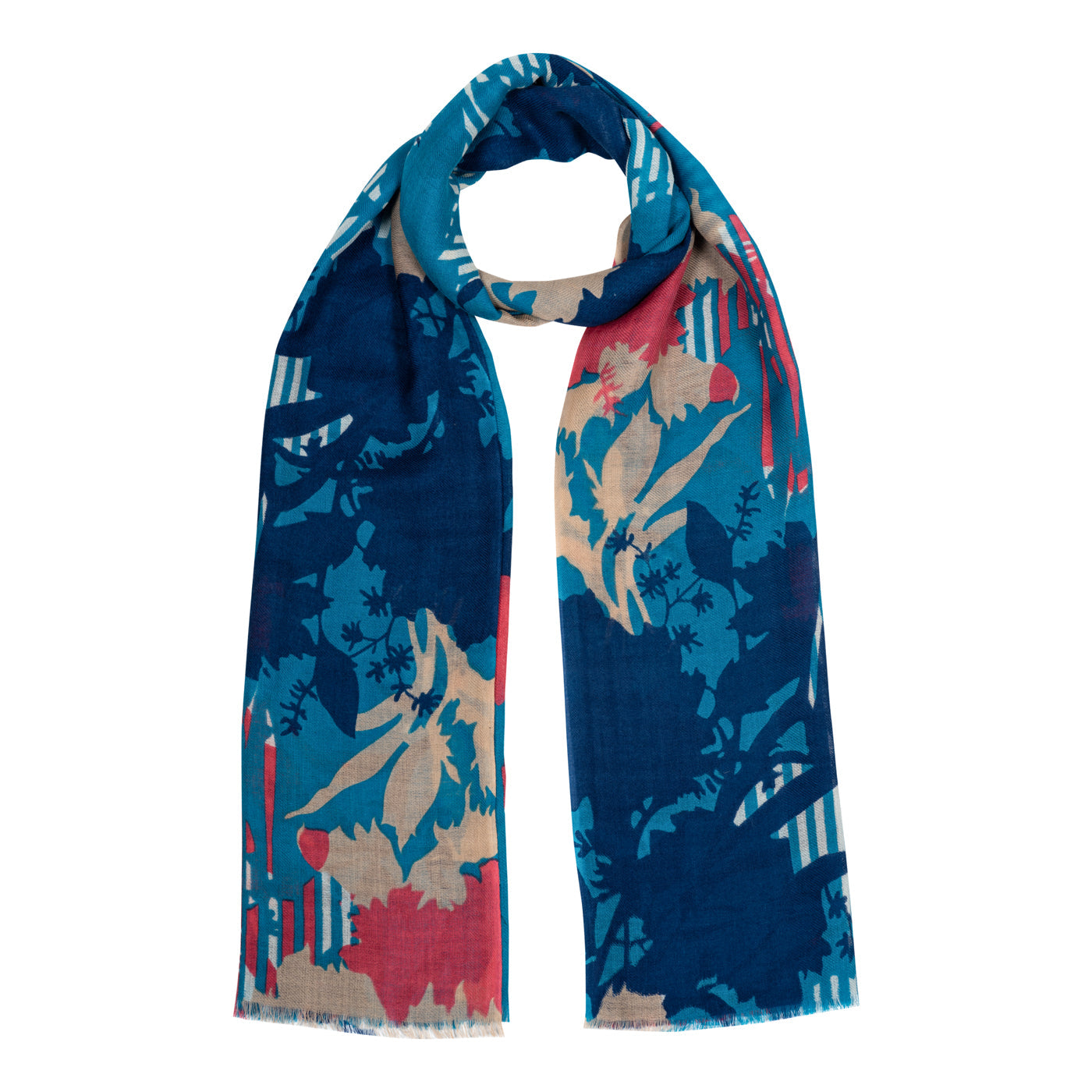 Kashida Blue Printed Wool Stole