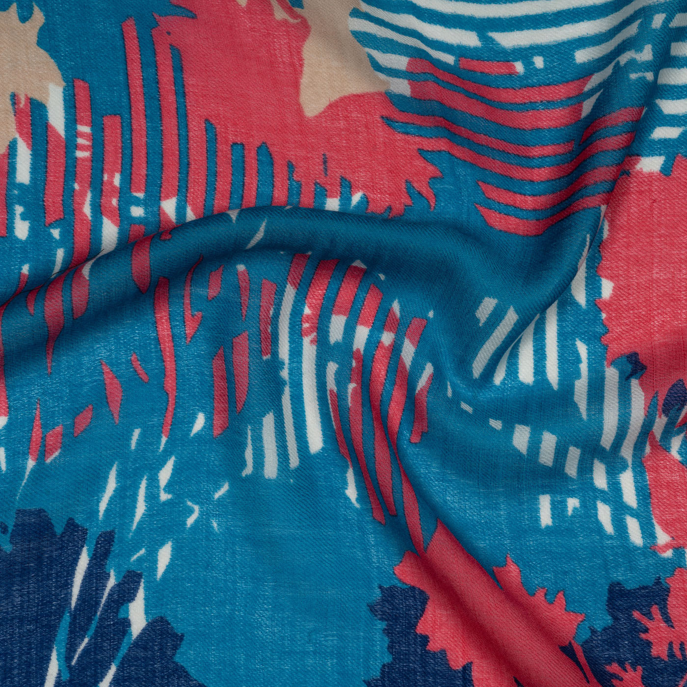 Kashida Blue Printed Wool Stole