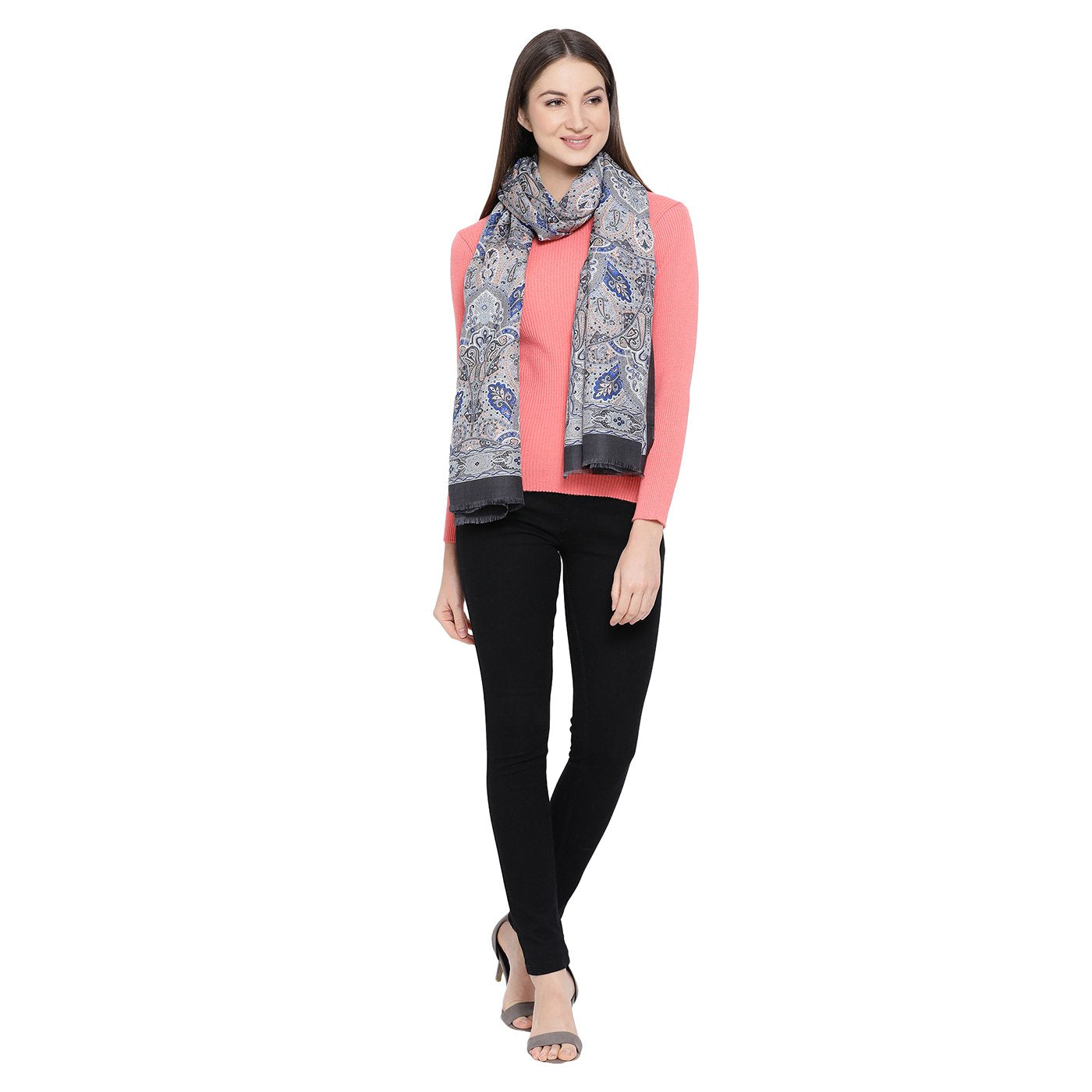 grey wool stoles for ladies - Shingora