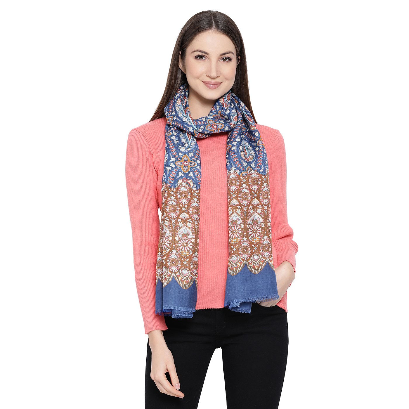 Blue woolen stole for ladies - Shingora