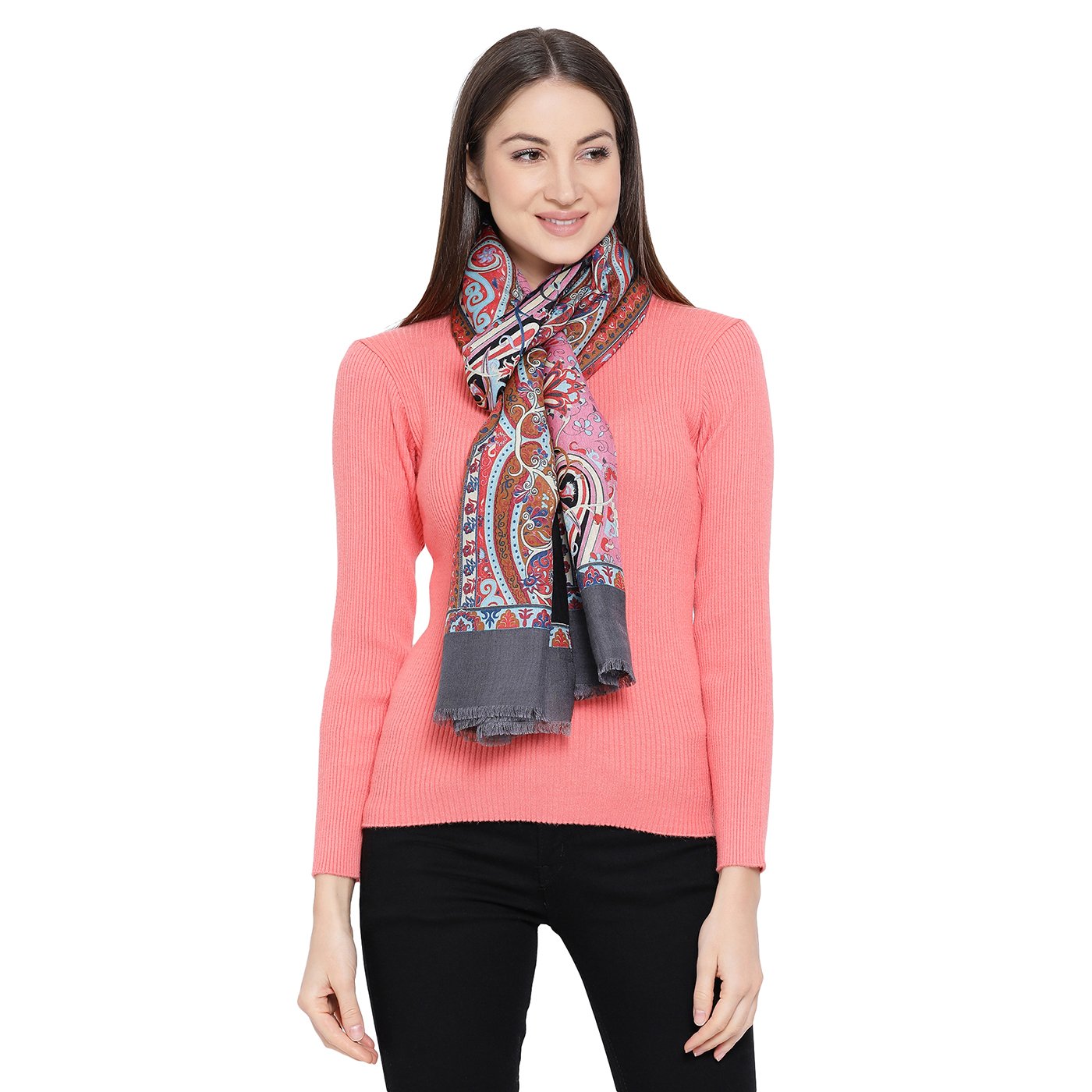 Black woolen stole for ladies - Shingora