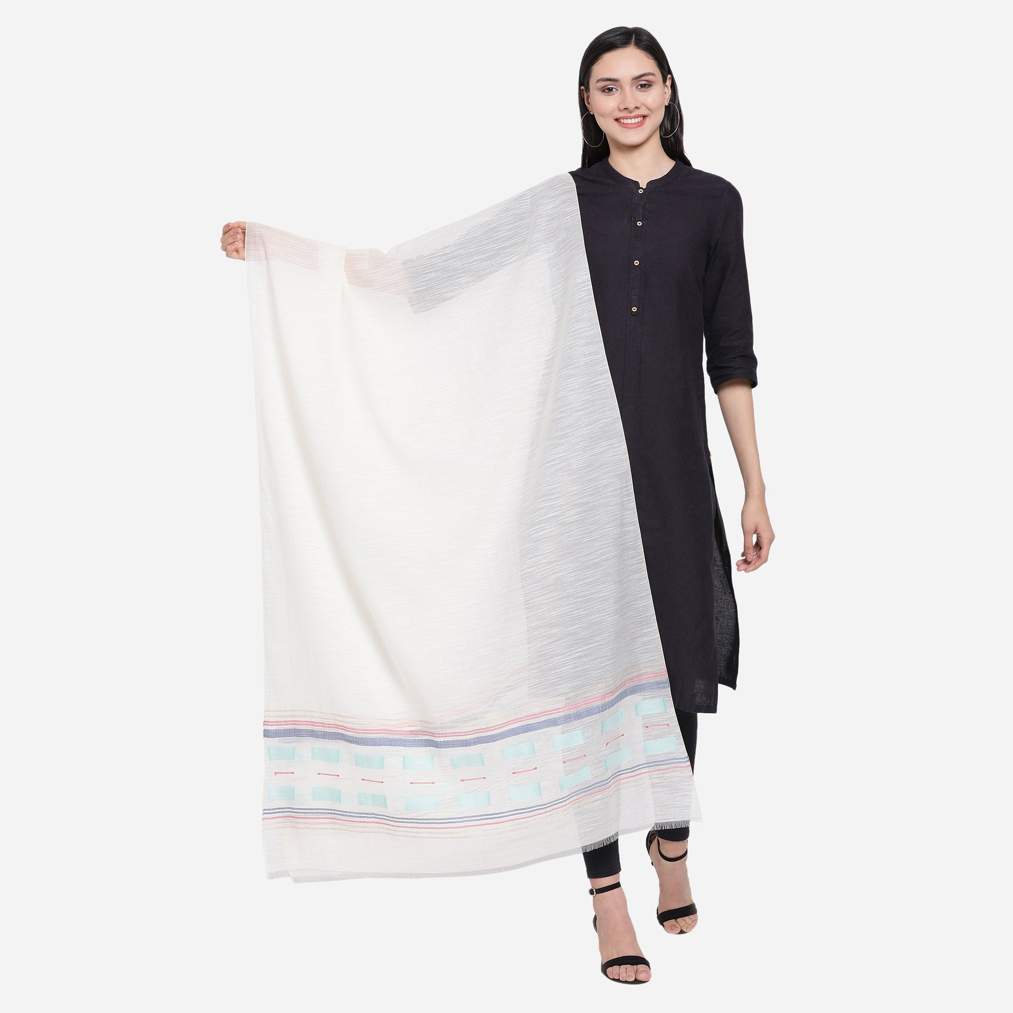 Aaditri Striped Cotton Silk Dupatta