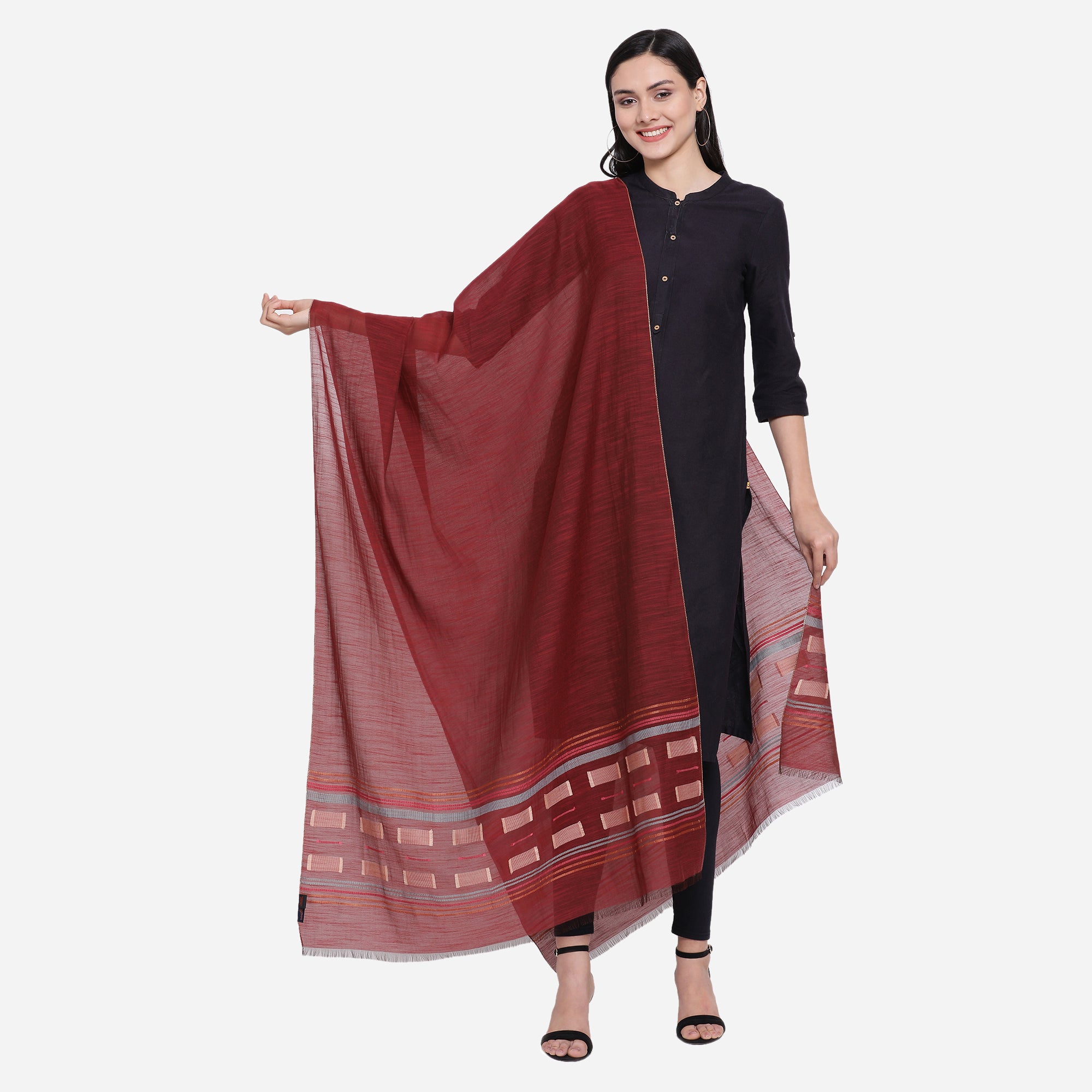 Aaditri Striped Cotton Silk Dupatta