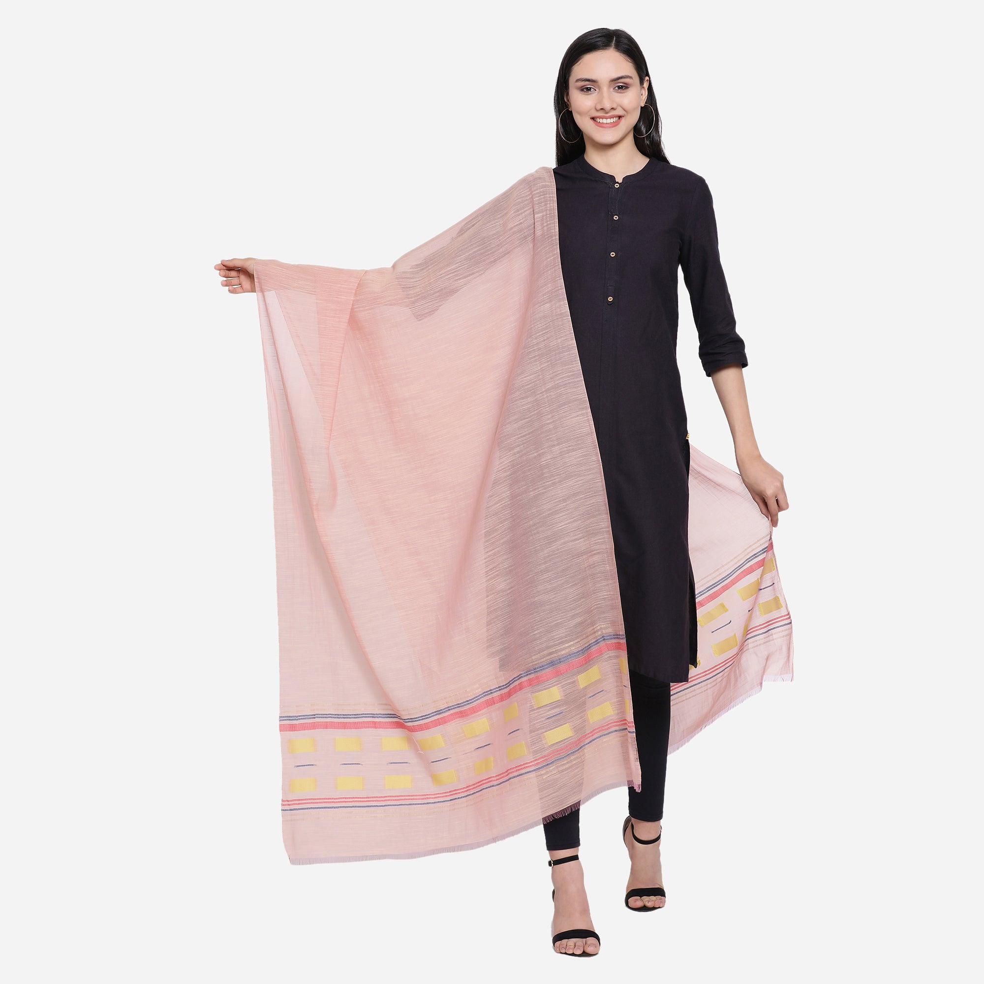 Aaditri Striped Cotton Silk Dupatta
