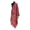 Pink Printed Unstitched Suit Co-Ord with Red  Printed Silk Dupatta