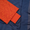 Orange Woven Unstitched Suit Co-Ord with Blue Dupatta