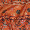 Orange Woven Unstitched Suit Co-Ord with Printed Silk Dupatta