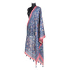 Blue Woven Unstitched Suit Co-Ord With Blue Silk Dupatta