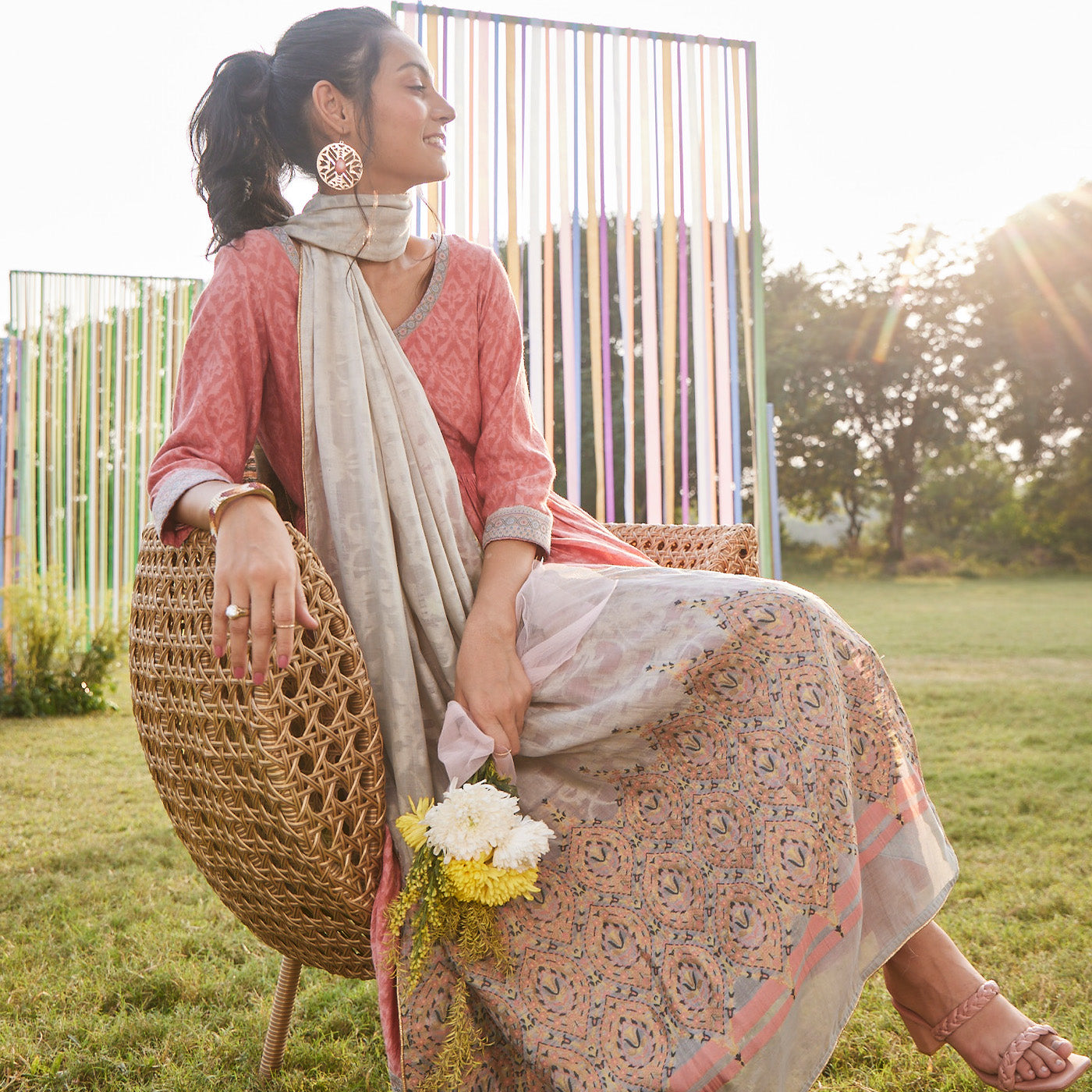 Cupro Tencel Blend Woven Mauve Jacquard Dupatta