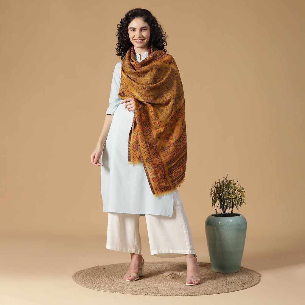 Matsya Wool & Lurex Jacquard Stole